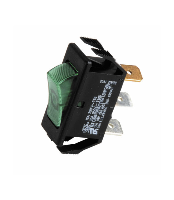 Interrupteur unipolaire noir/lumineux vert GEMINOX