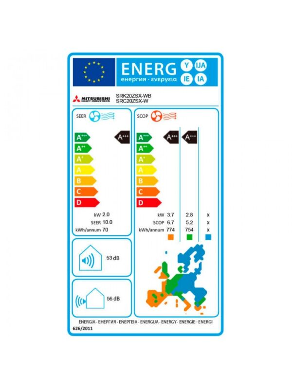 Climatiseur Mural Mitsubishi Heavy Industries SRK60ZSX-WB + SRC60ZSX-W – Image 2